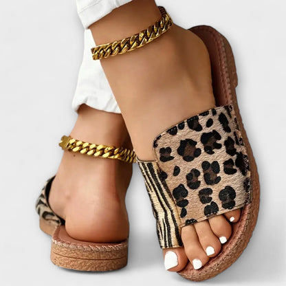 Chic Two-Tone Sliders with Leopard Print